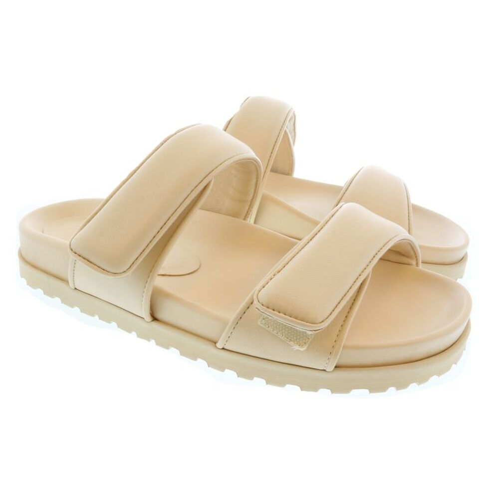 Gia Borghini Cream Gia x Pernille Double Strap Leather Slides